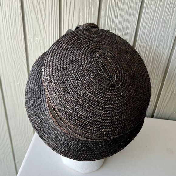 Betmar New York Black Straw Hat Wide Brim Rose Accent Church Derby Tea - Picture 7 of 13